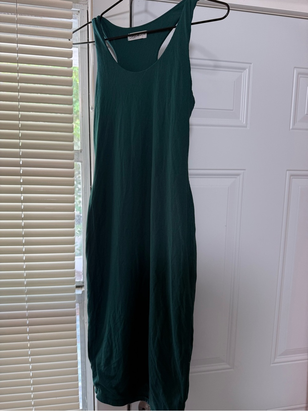 Popular Basics Deep Teal Ribbed Midi Tank Dress